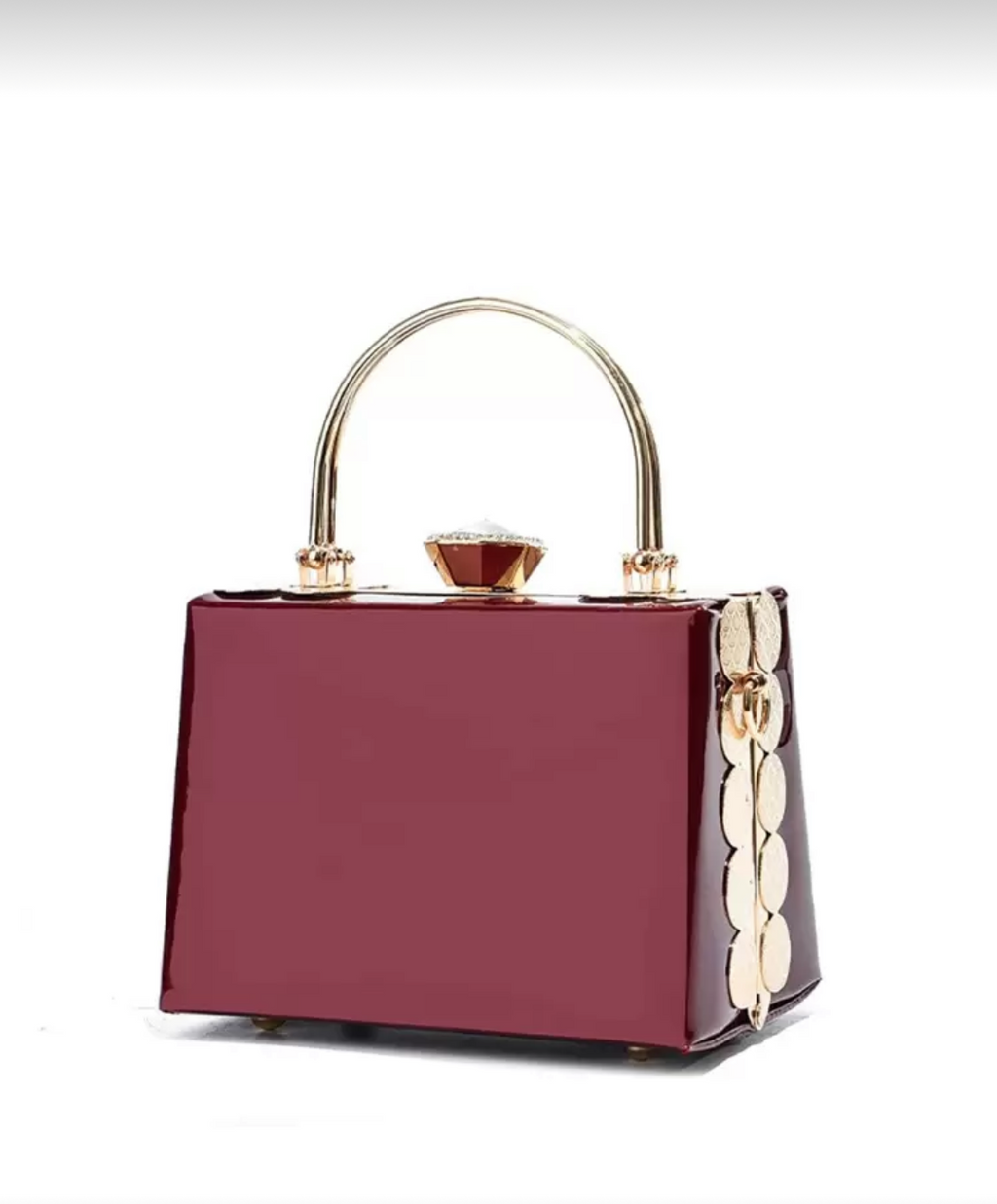 Burgundy Sculpted Top Handle Bag